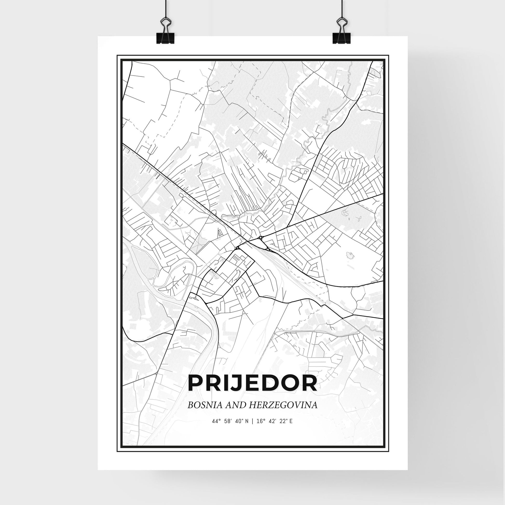 Prijedor Bosnia and Herzegovina - Premium City Map Poster