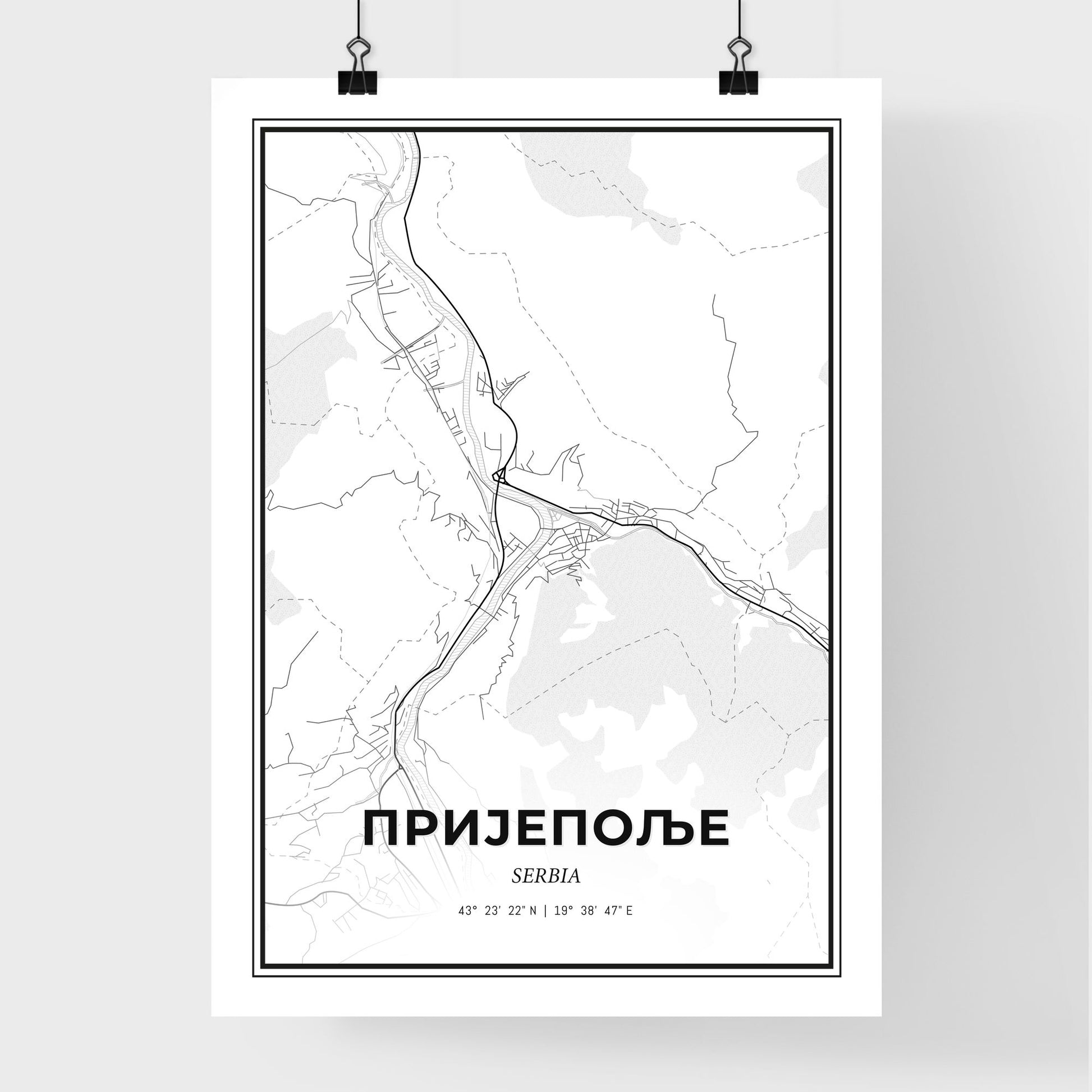 Prijepolje Serbia - Premium City Map Poster