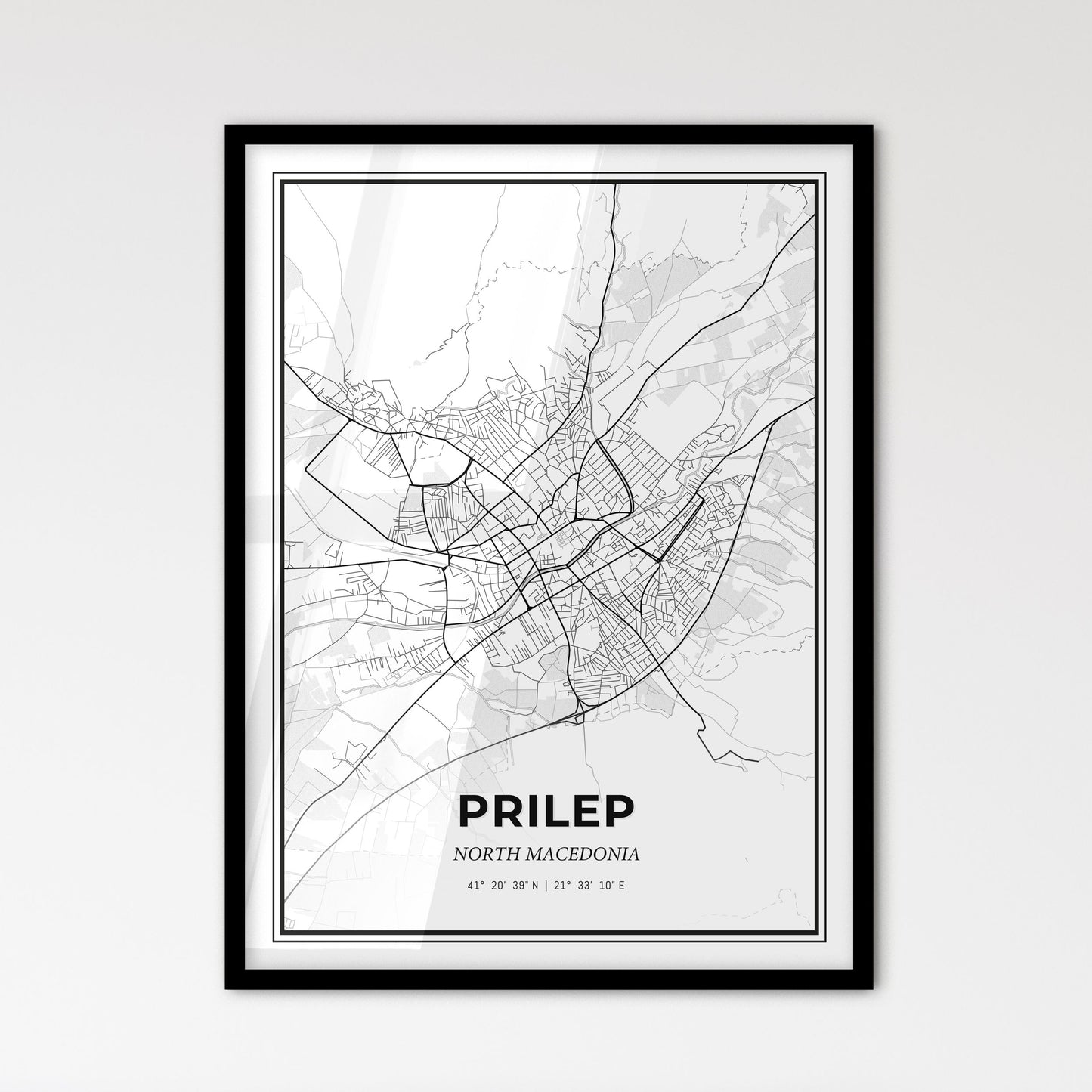 Prilep North Macedonia - Scandinavian Style City Map for Modern Home Decor