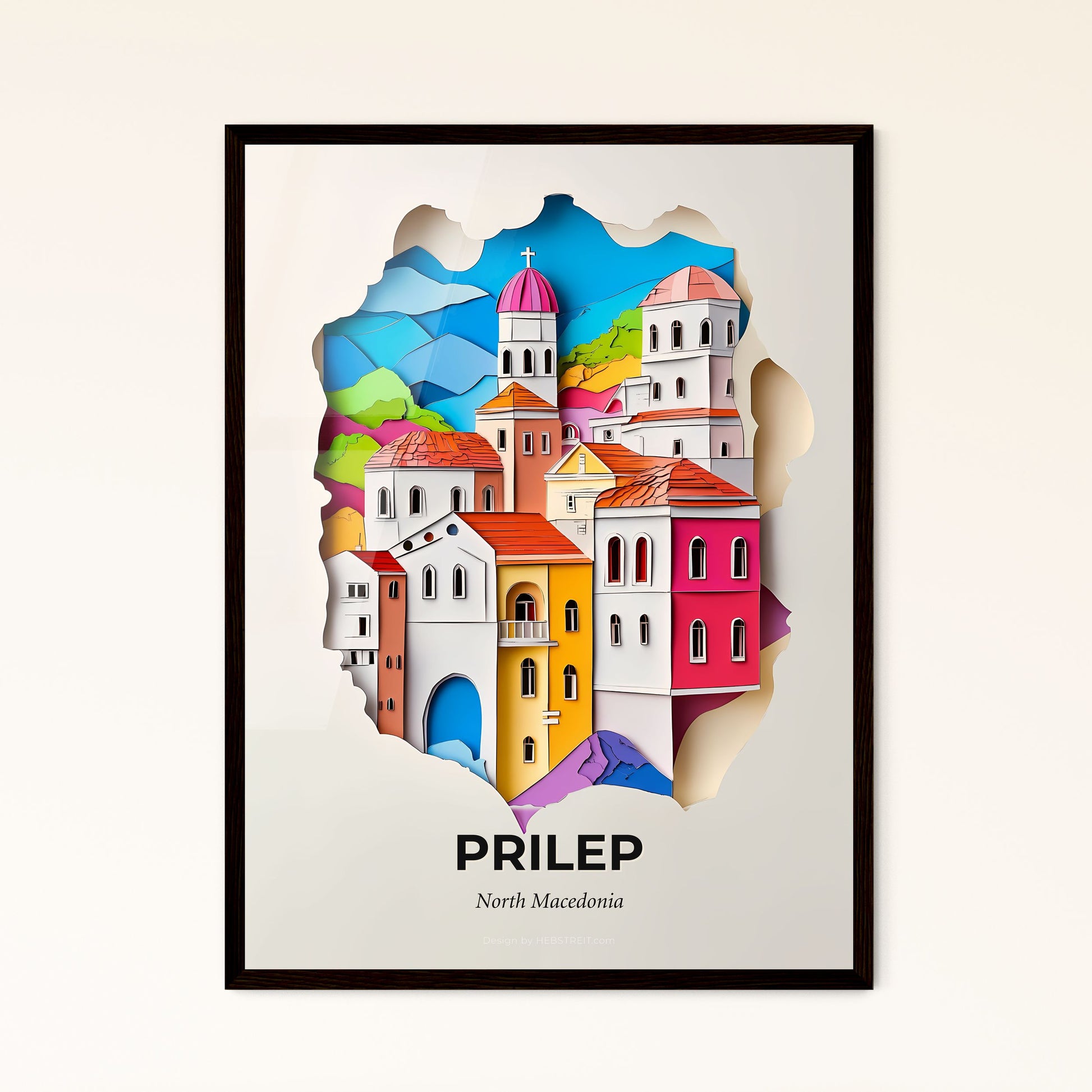 Vivid Prilep, North Macedonia - a paper cut of a city with a church