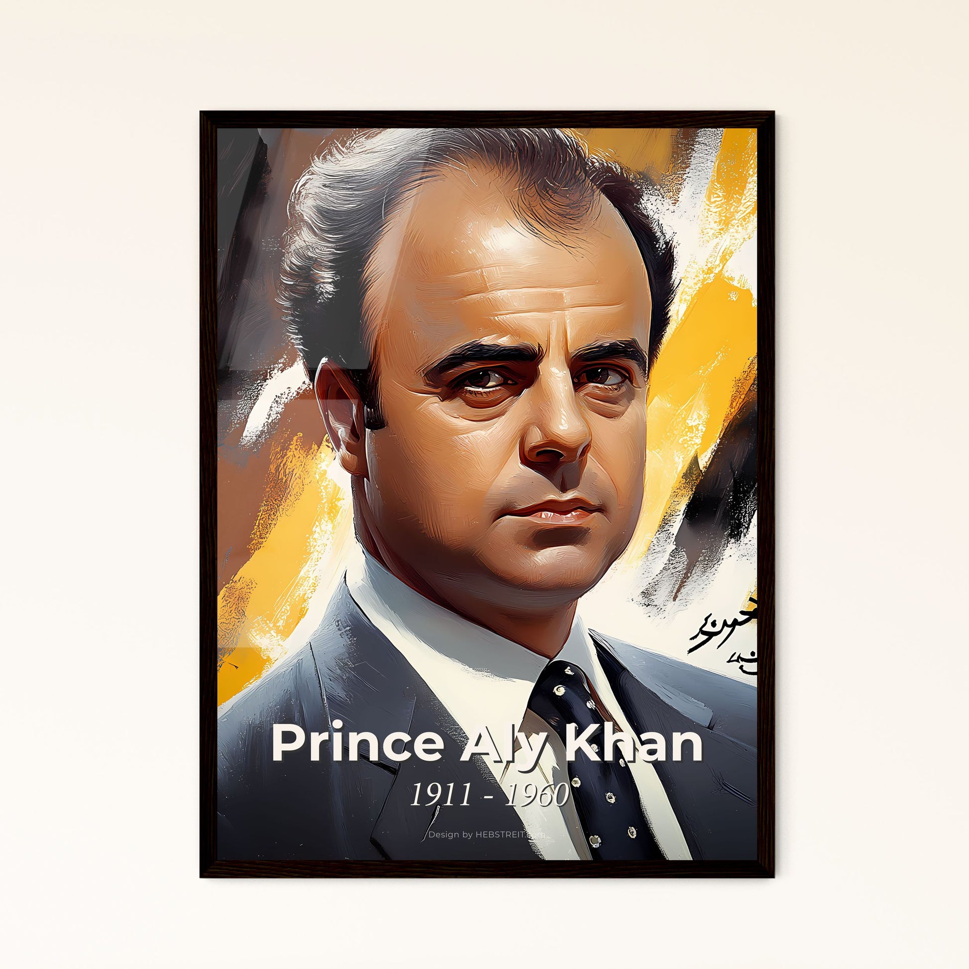 Portrait of Prince Aly Khan, 1911 - 1960. Impressionistic painting of a man in a suit and tie.