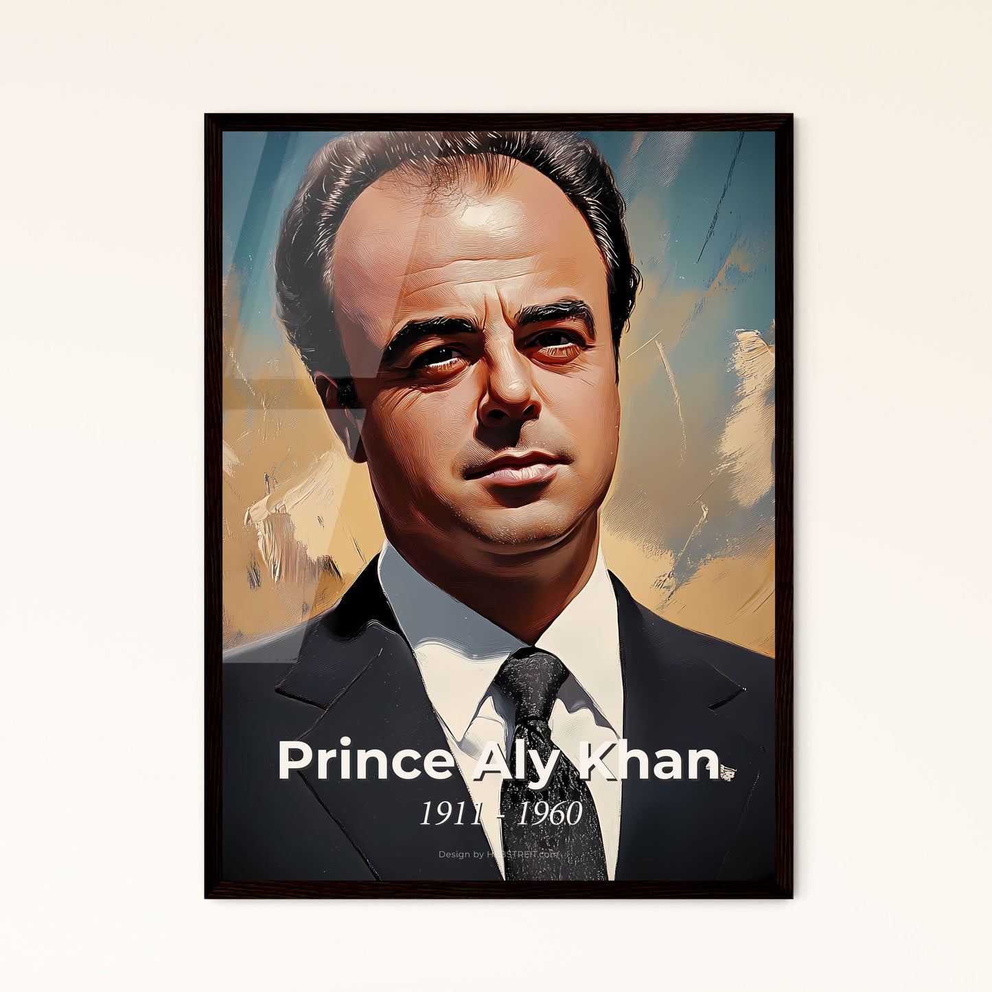 Portrait of Prince Aly Khan, 1911 - 1960. Impressionistic painting of a man in a suit.