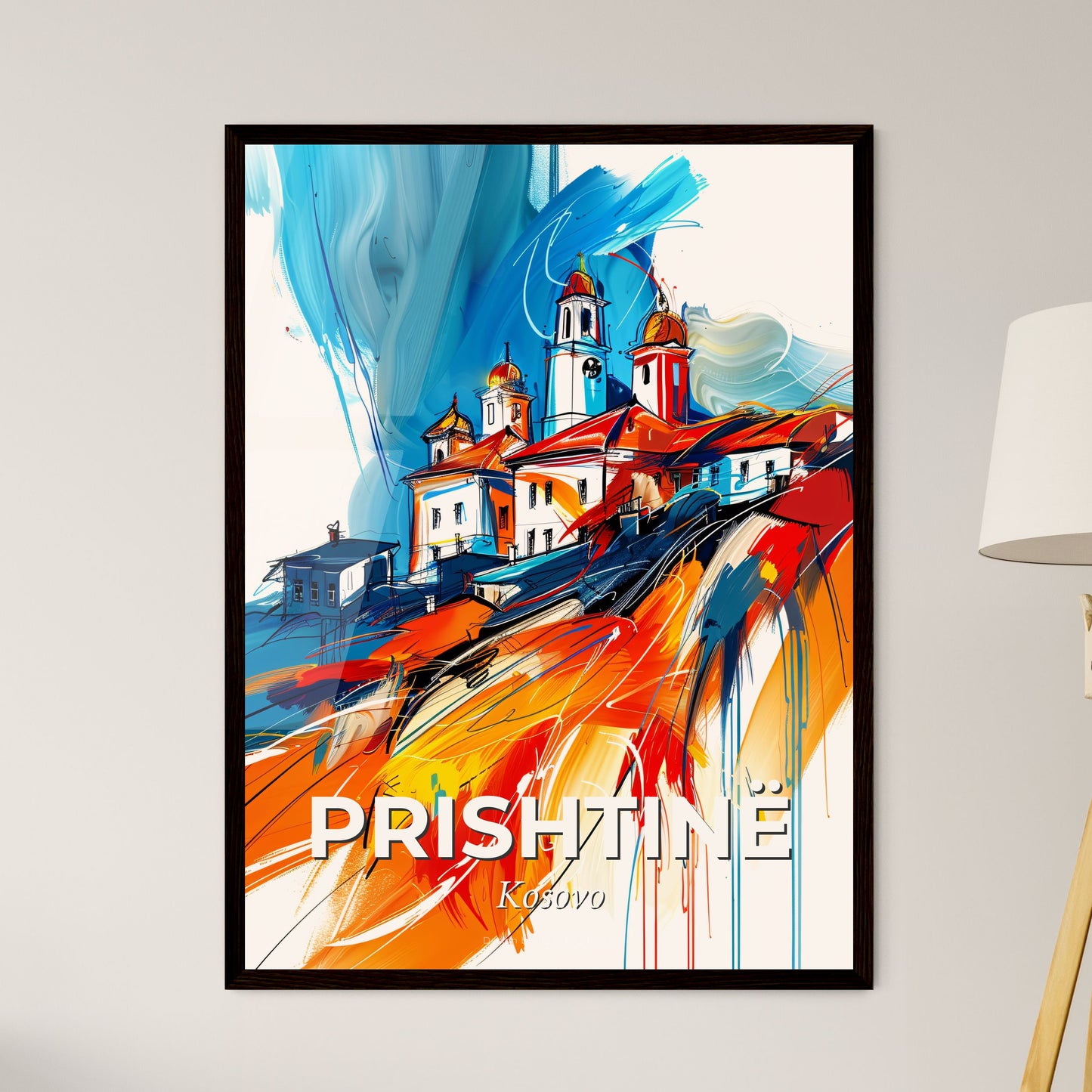 Vibrant Prishtinë, Kosovo - A Painting Of A Building