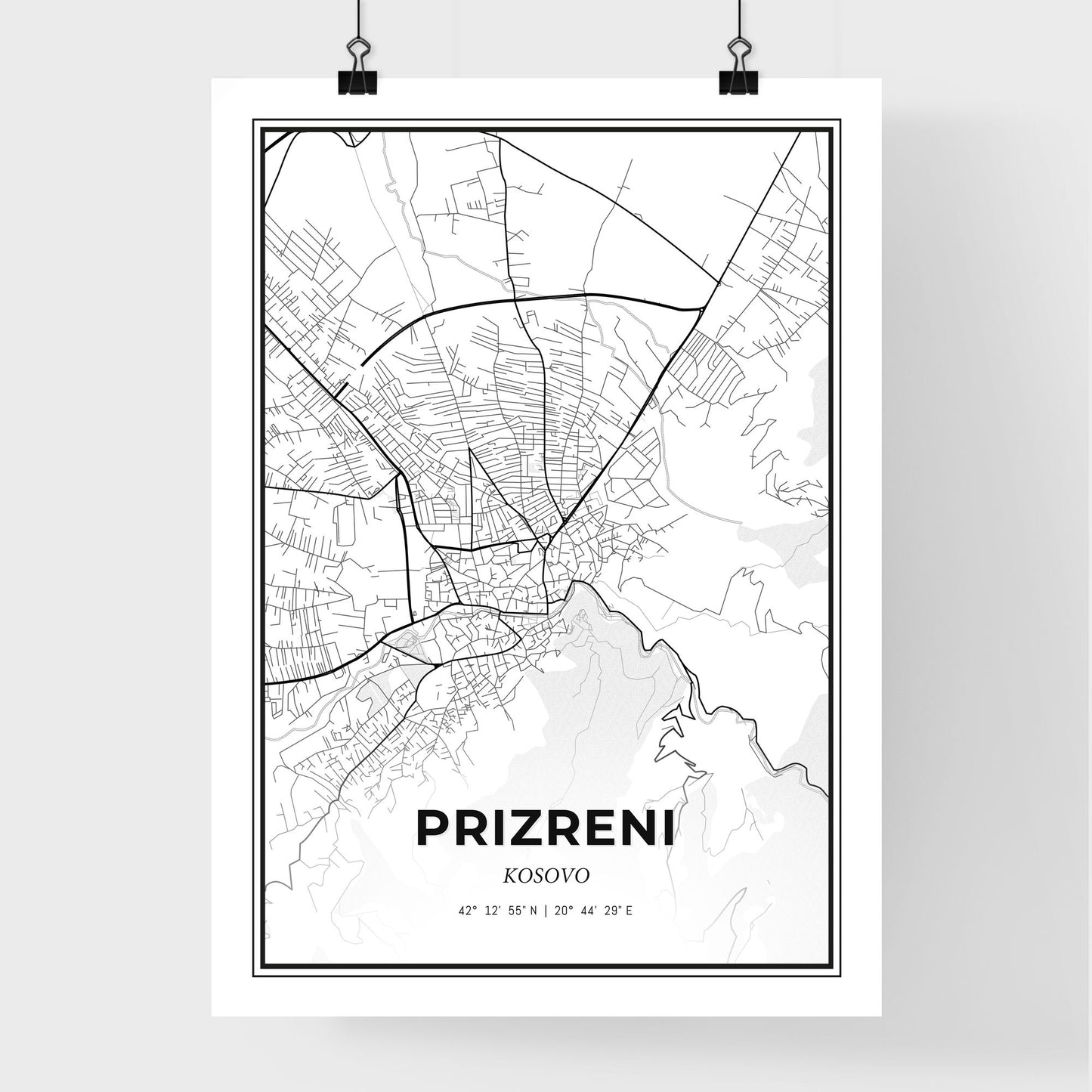 Prizreni / Prizren Kosovo - Premium City Map Poster