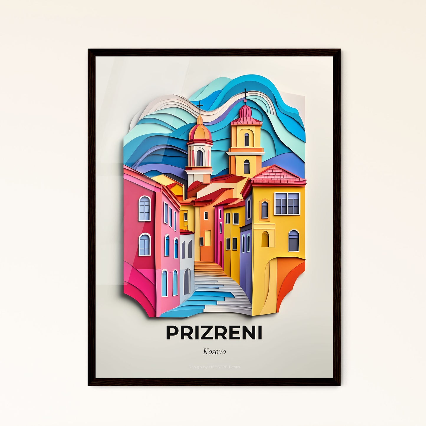 Vivid Prizreni / Prizren, Kosovo - a colorful city with a steeple and a steeple