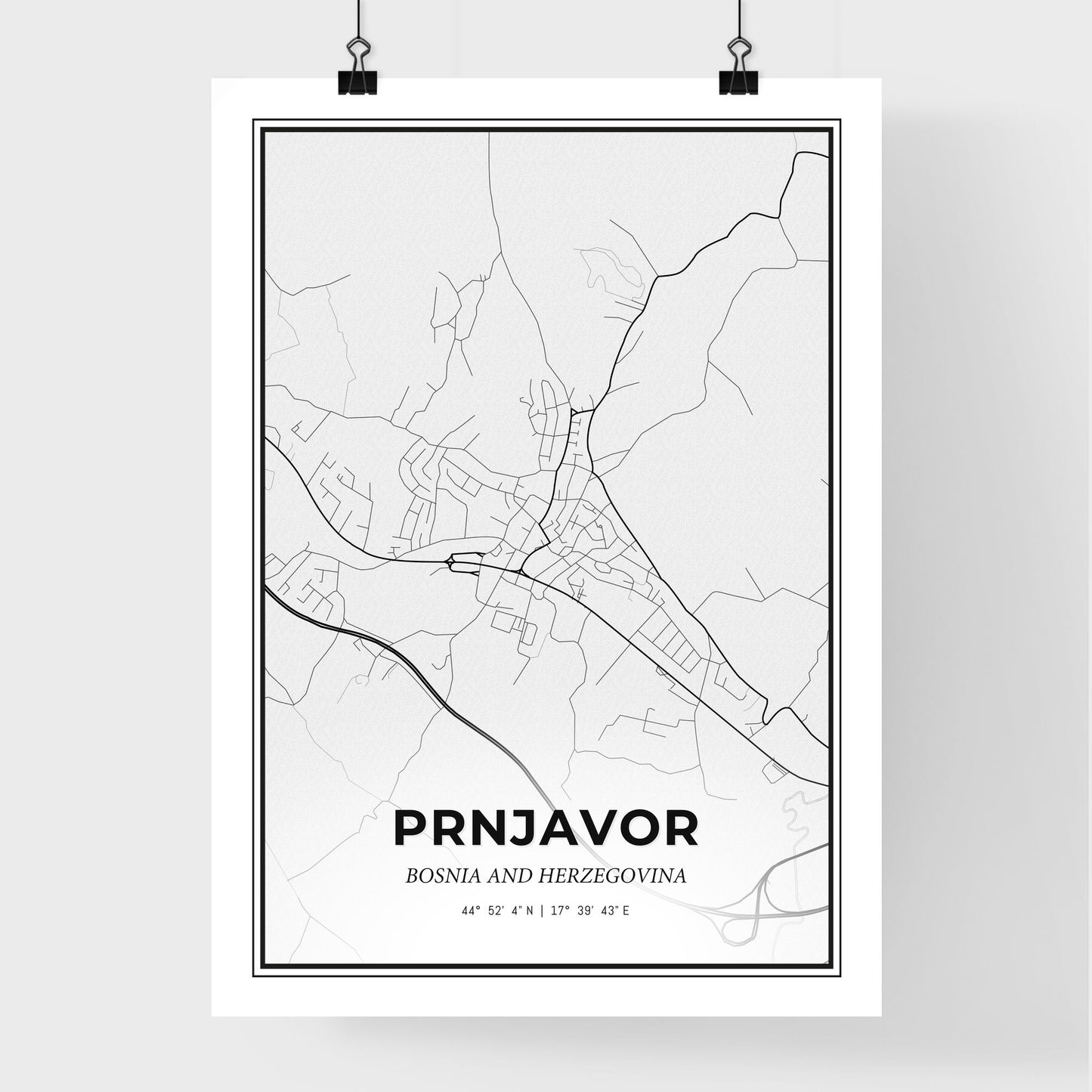 Prnjavor Bosnia and Herzegovina - Premium City Map Poster