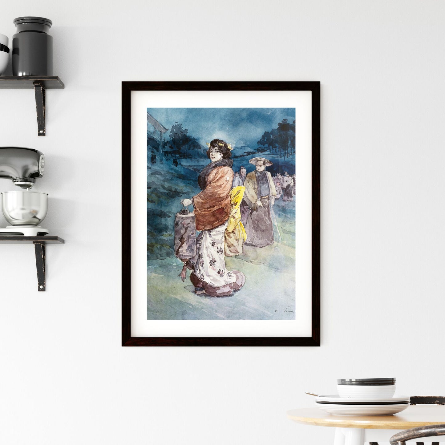 Framed Print of Procession of Characters in Japanese Costume – Henry Somm