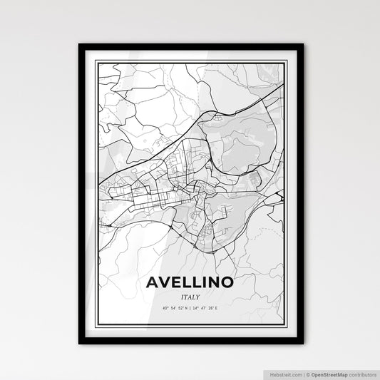 Avellino Italy - Scandinavian Style City Map for Modern Home Decor