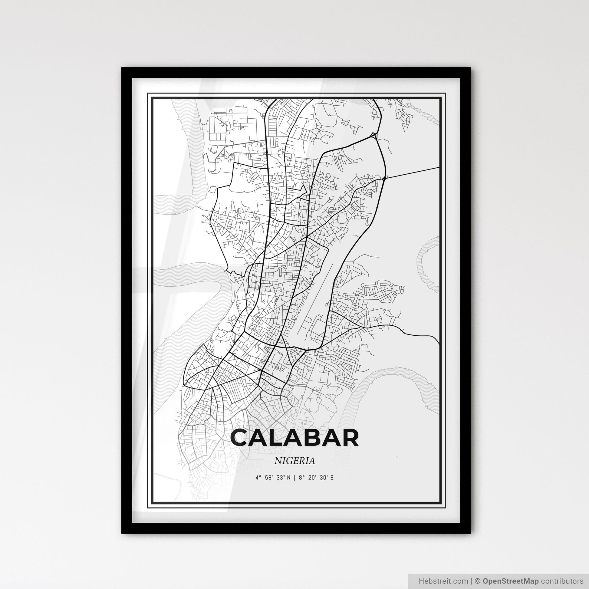 Calabar Nigeria - Scandinavian Style City Map for Modern Home Decor