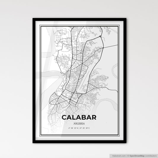 Calabar Nigeria - Scandinavian Style City Map for Modern Home Decor