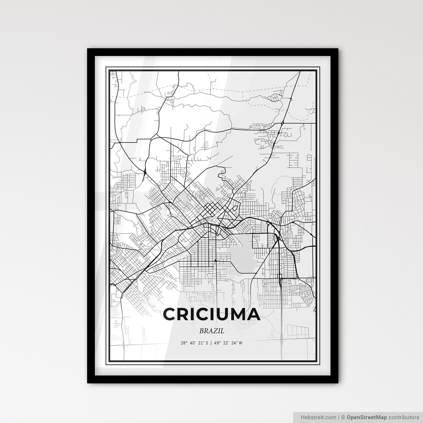 Criciuma Brazil - Scandinavian Style City Map for Modern Home Decor