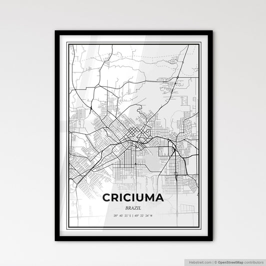 Criciuma Brazil - Scandinavian Style City Map for Modern Home Decor
