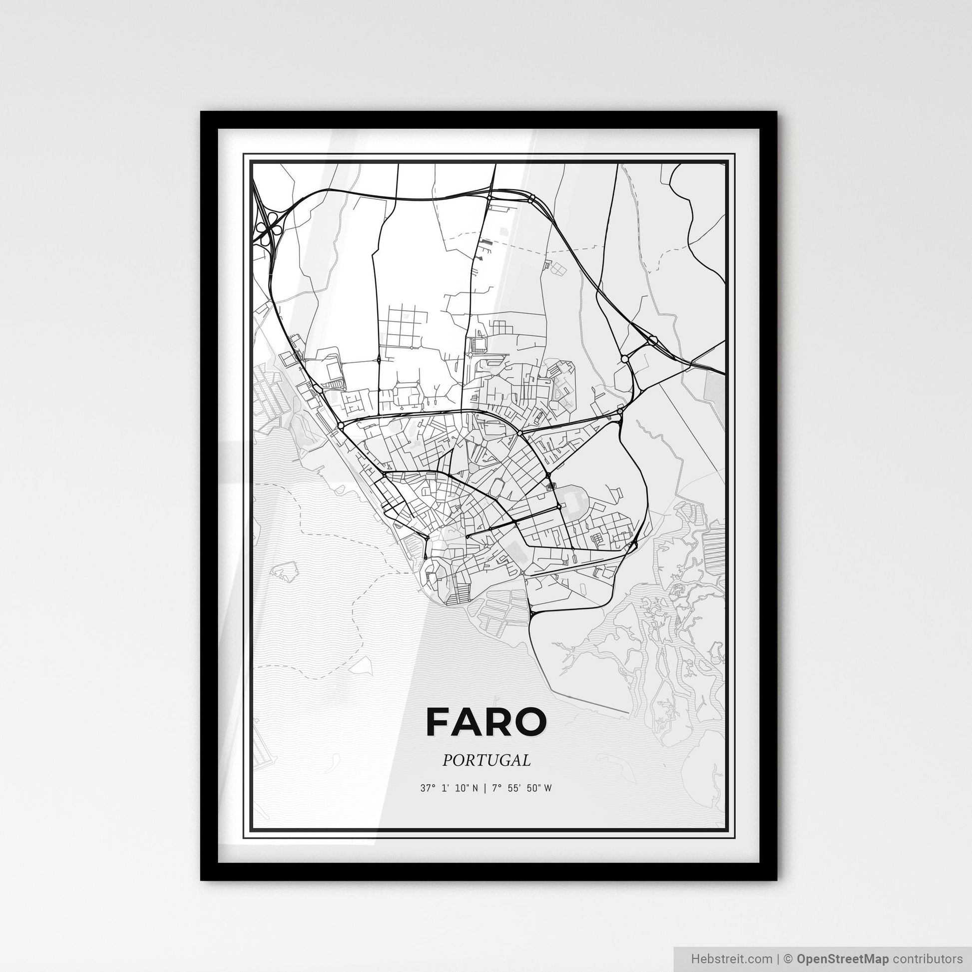 Faro Portugal - Scandinavian Style City Map for Modern Home Decor