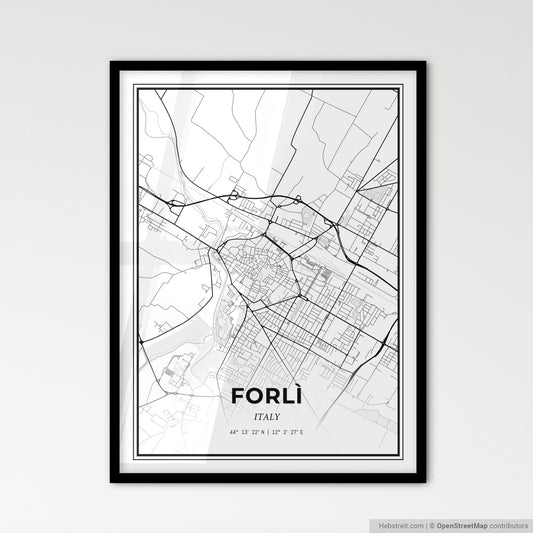 Forlì Italy - Scandinavian Style City Map for Modern Home Decor