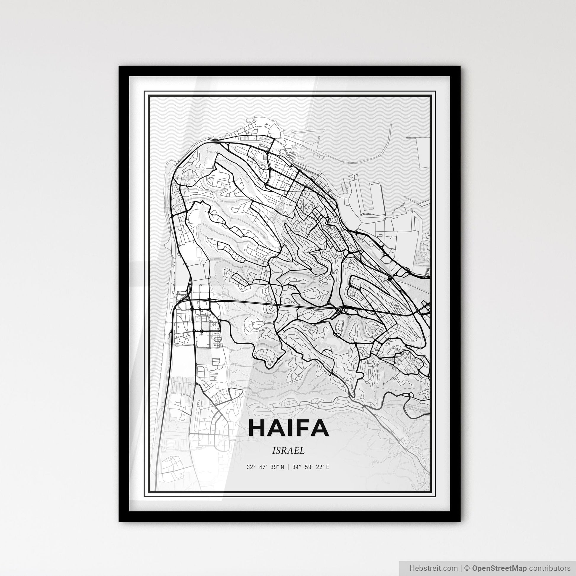 Haifa Israel - Scandinavian Style City Map for Modern Home Decor