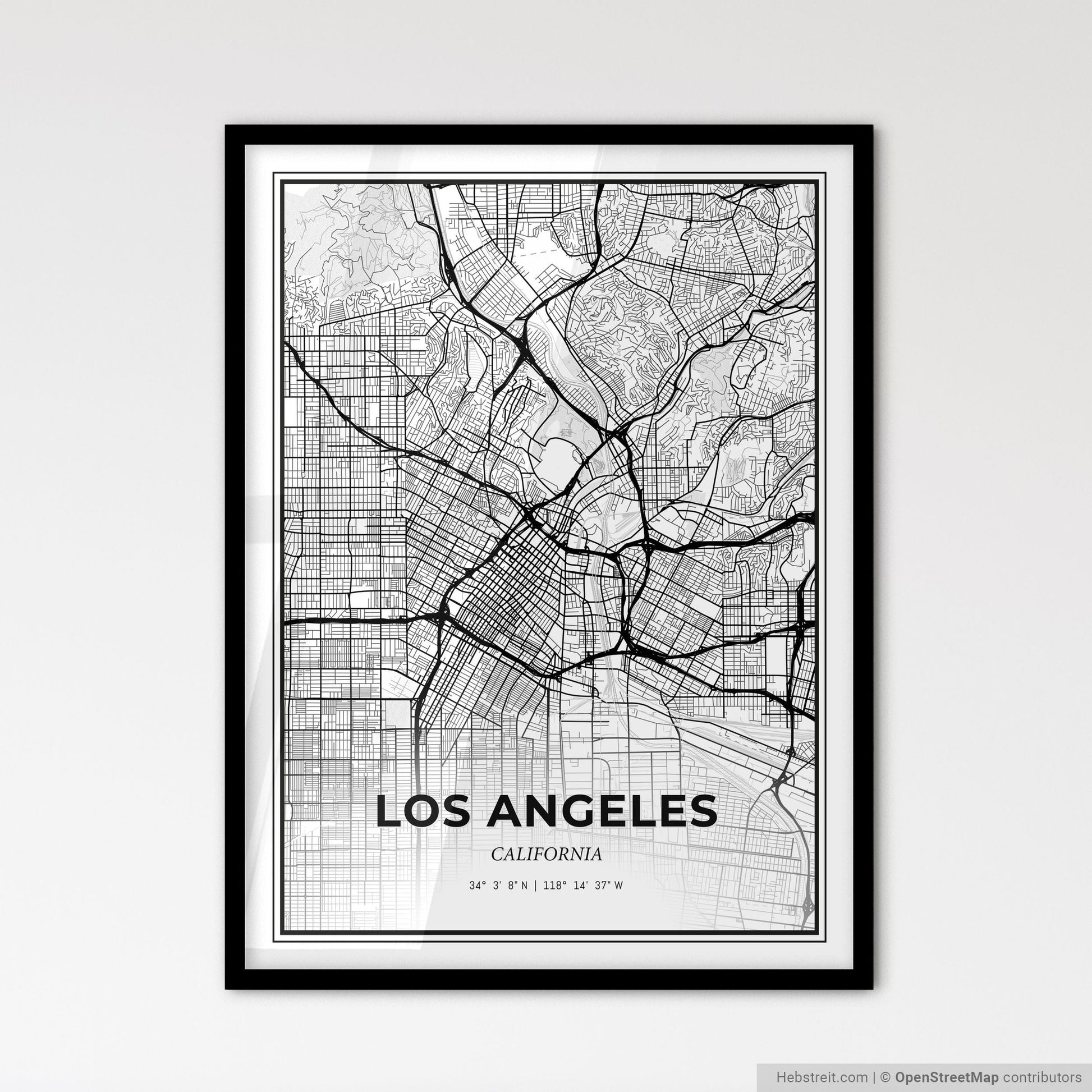 Los Angeles California - Scandinavian Style City Map for Modern Home Decor