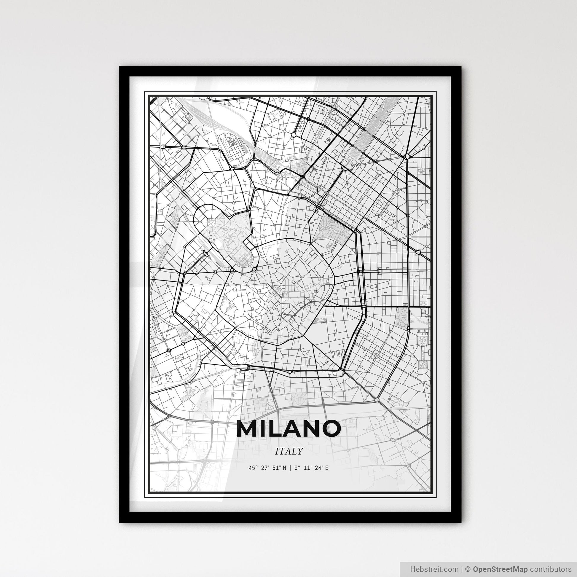 Milan Italy - Scandinavian Style City Map for Modern Home Decor