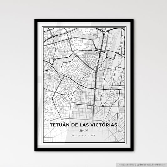 Tetuán de las Victorias Spain - Scandinavian Style City Map for Modern Home Decor