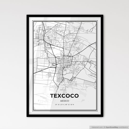 Texcoco Mexico - Scandinavian Style City Map for Modern Home Decor