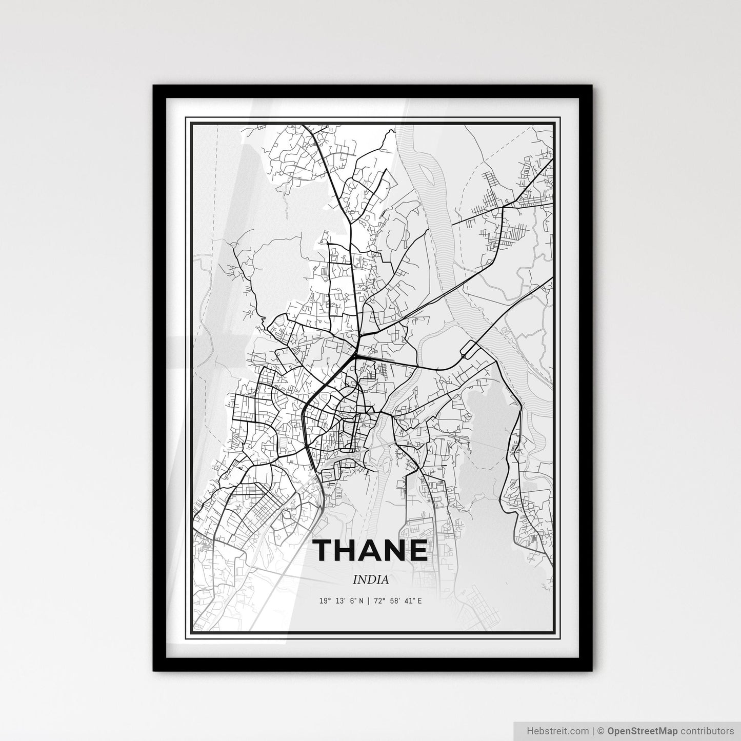 Thane India - Scandinavian Style City Map for Modern Home Decor