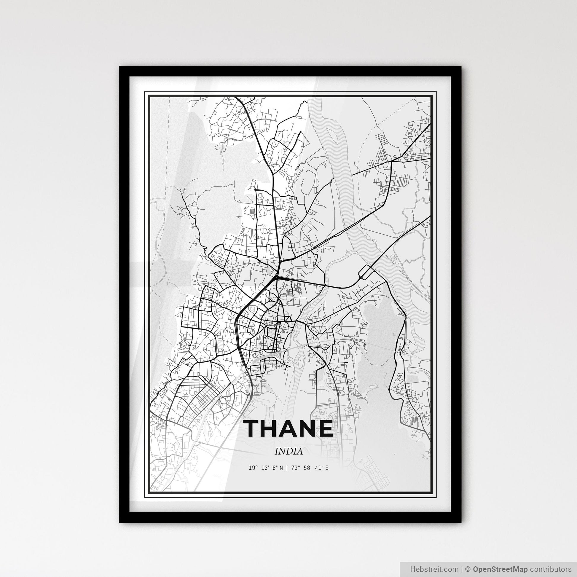 Thane India - Scandinavian Style City Map for Modern Home Decor
