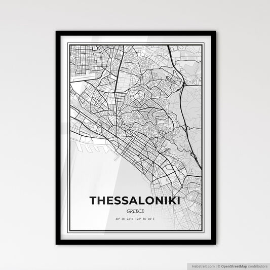 Thessaloniki Greece - Scandinavian Style City Map for Modern Home Decor