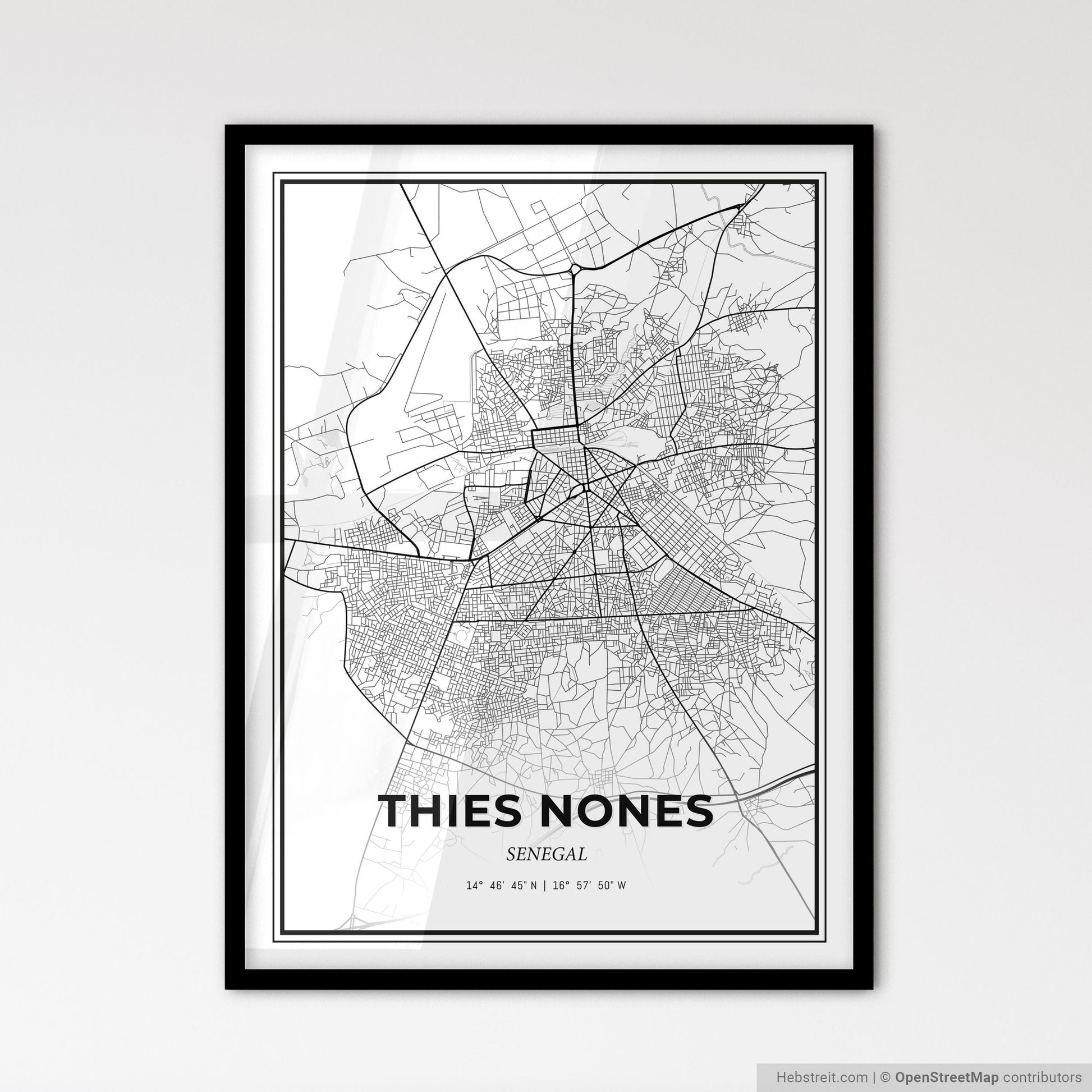 Thies Nones Senegal - Scandinavian Style City Map for Modern Home Decor