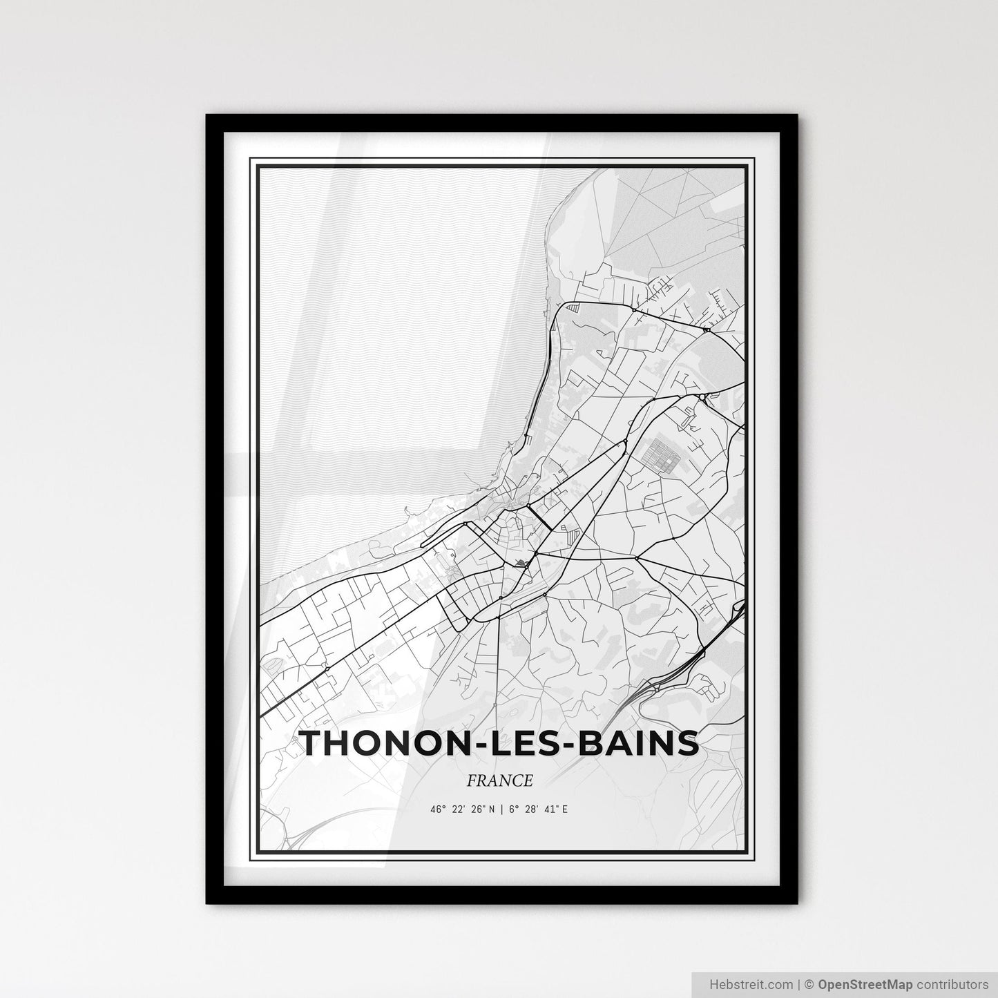 Thonon-les-Bains France - Scandinavian Style City Map for Modern Home Decor