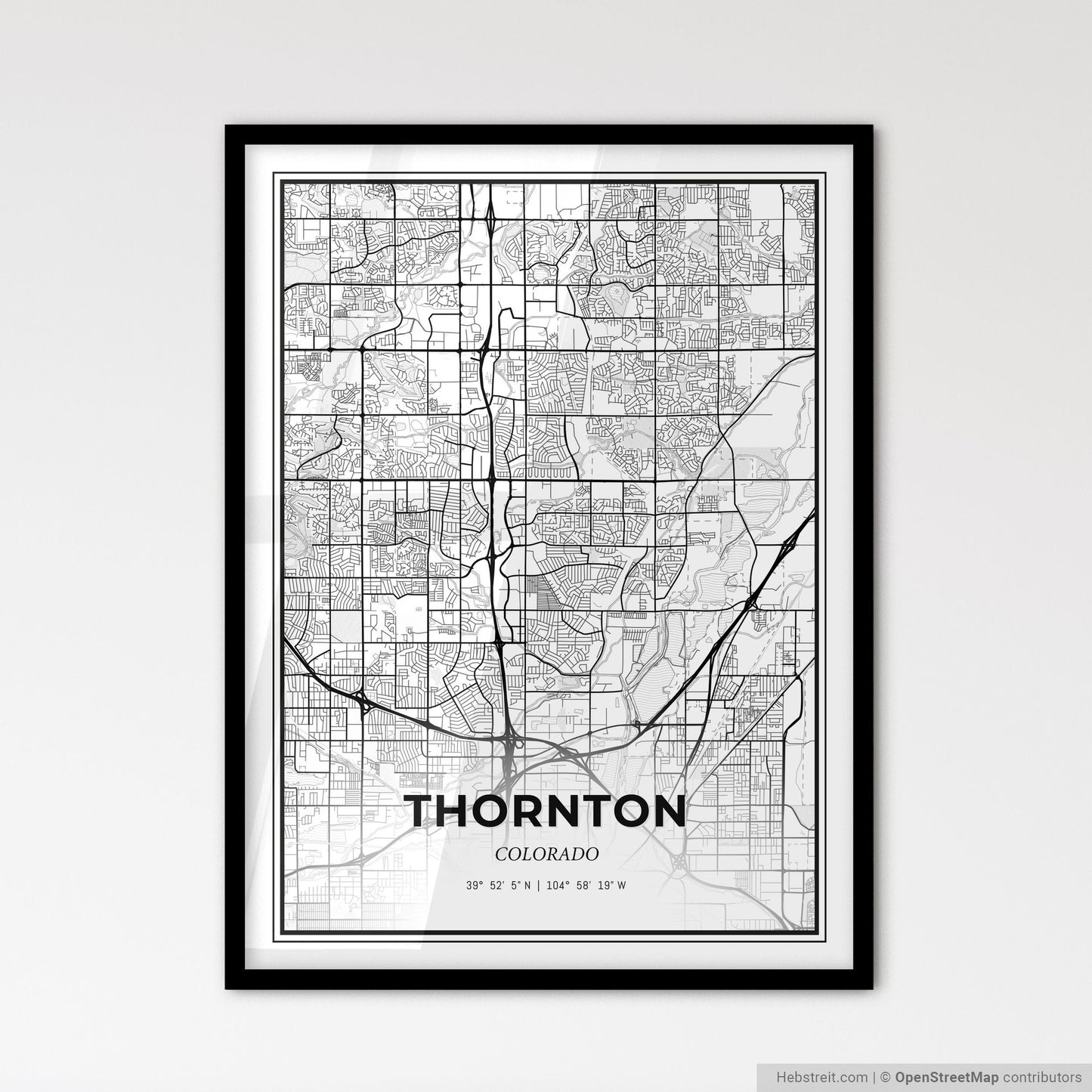 Thornton Colorado - Scandinavian Style City Map for Modern Home Decor