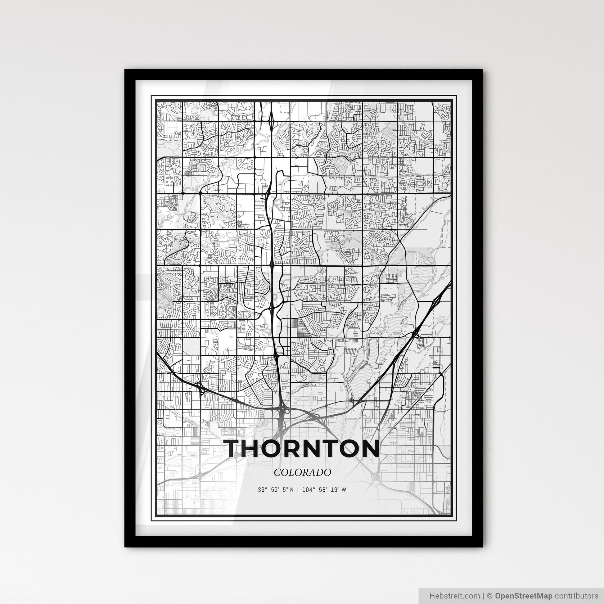 Thornton Colorado - Scandinavian Style City Map for Modern Home Decor