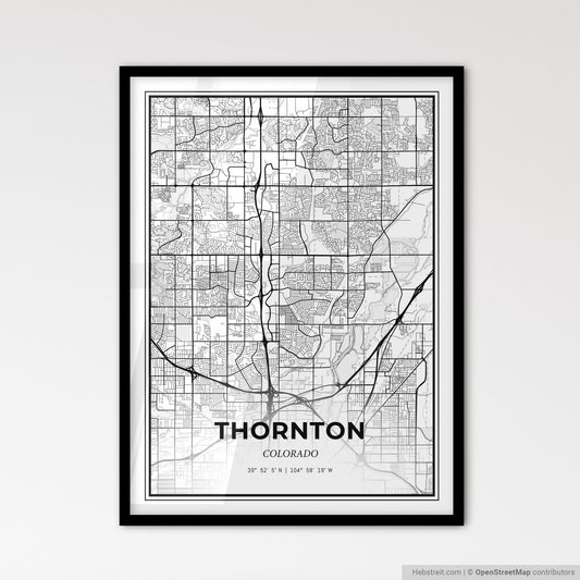 Thornton Colorado - Scandinavian Style City Map for Modern Home Decor