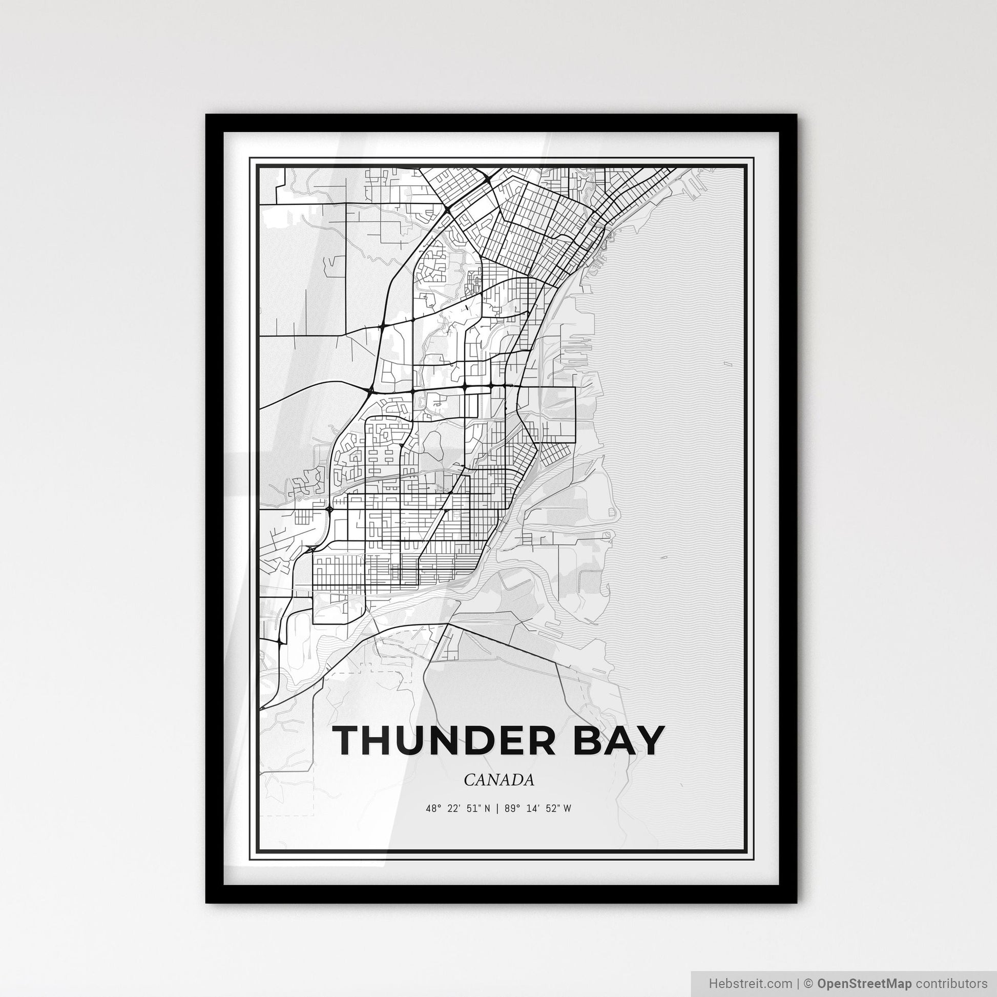 Thunder Bay Canada - Scandinavian Style City Map for Modern Home Decor