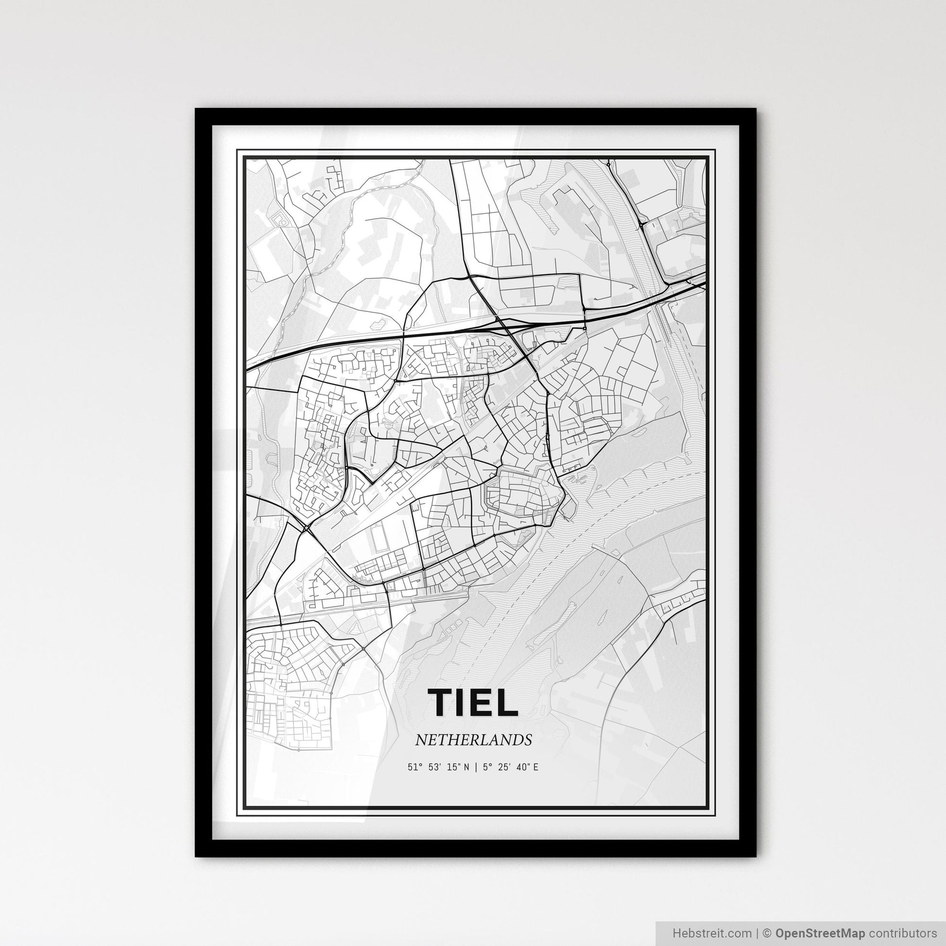 Tiel Netherlands - Scandinavian Style City Map for Modern Home Decor
