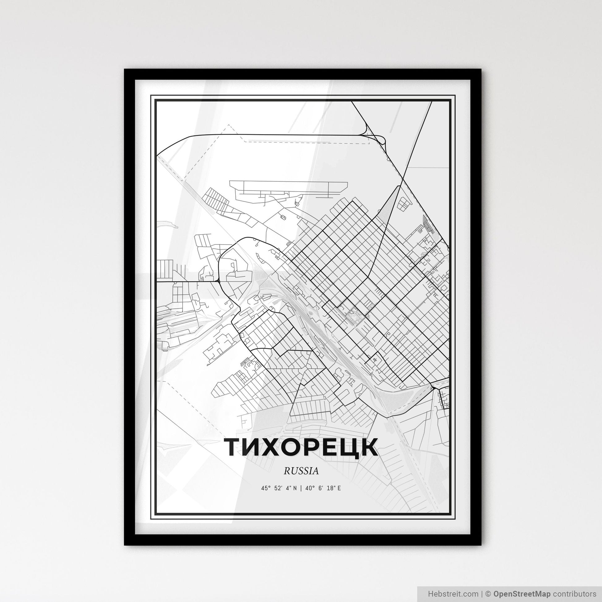 Tikhoretsk Russia - Scandinavian Style City Map for Modern Home Decor