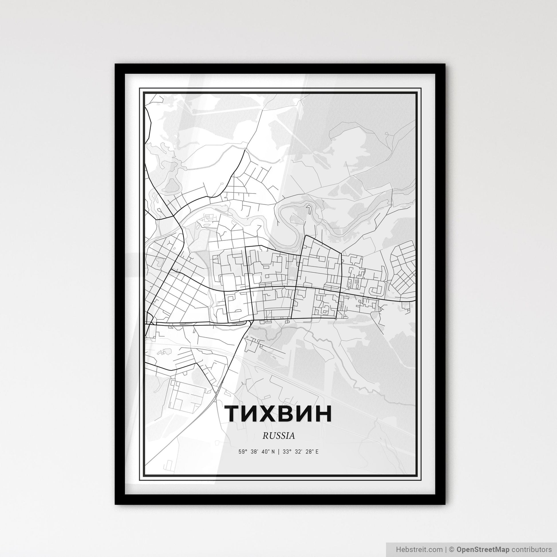 Tikhvin Russia - Scandinavian Style City Map for Modern Home Decor