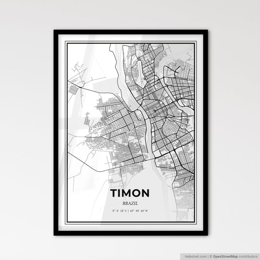 Timon Brazil - Scandinavian Style City Map for Modern Home Decor