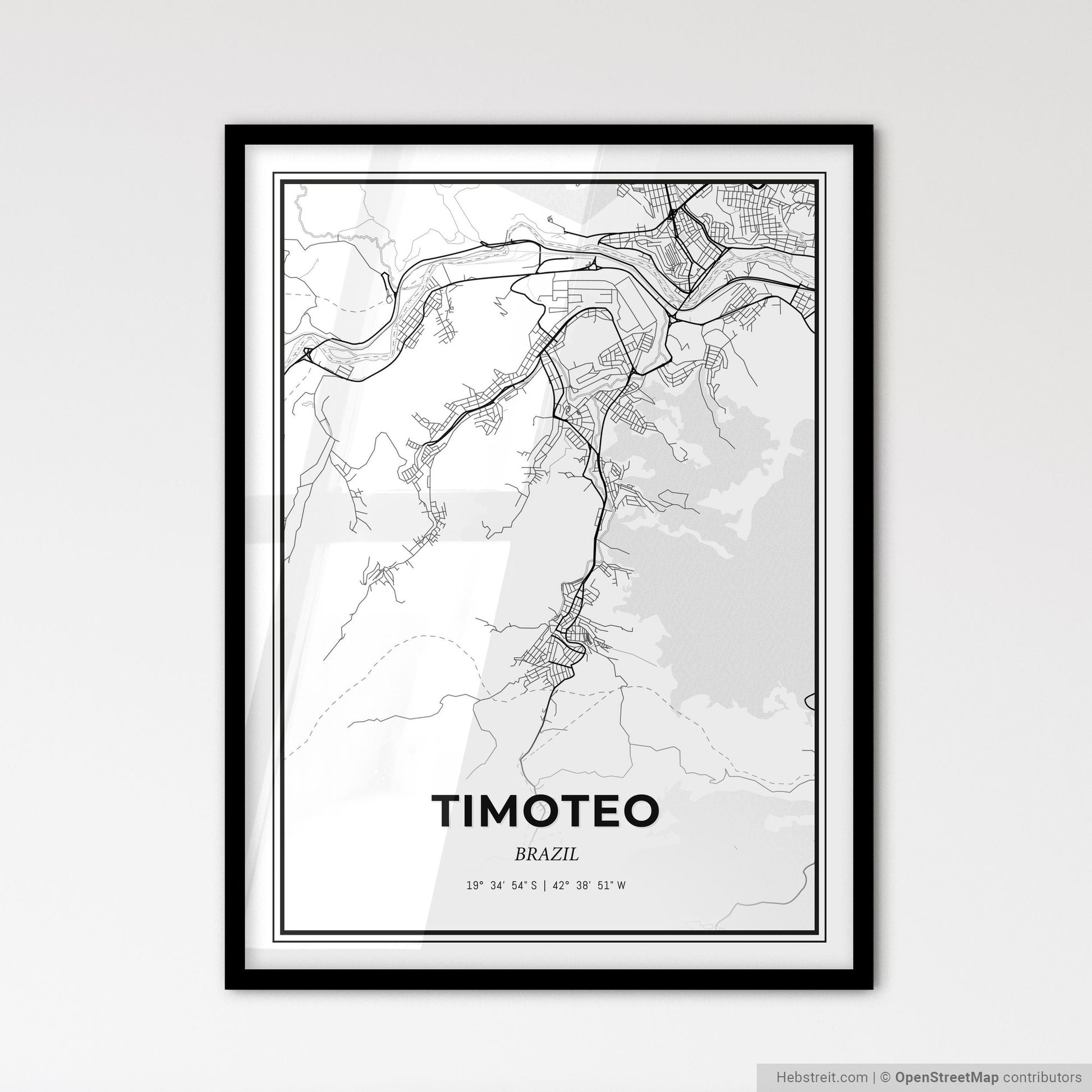 Timoteo Brazil - Scandinavian Style City Map for Modern Home Decor