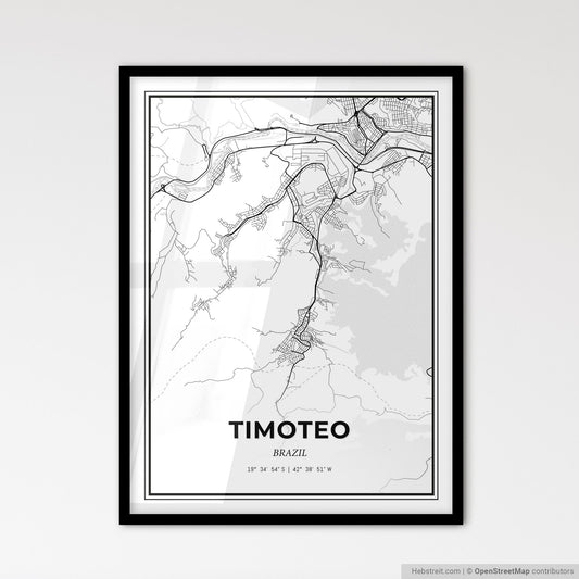 Timoteo Brazil - Scandinavian Style City Map for Modern Home Decor