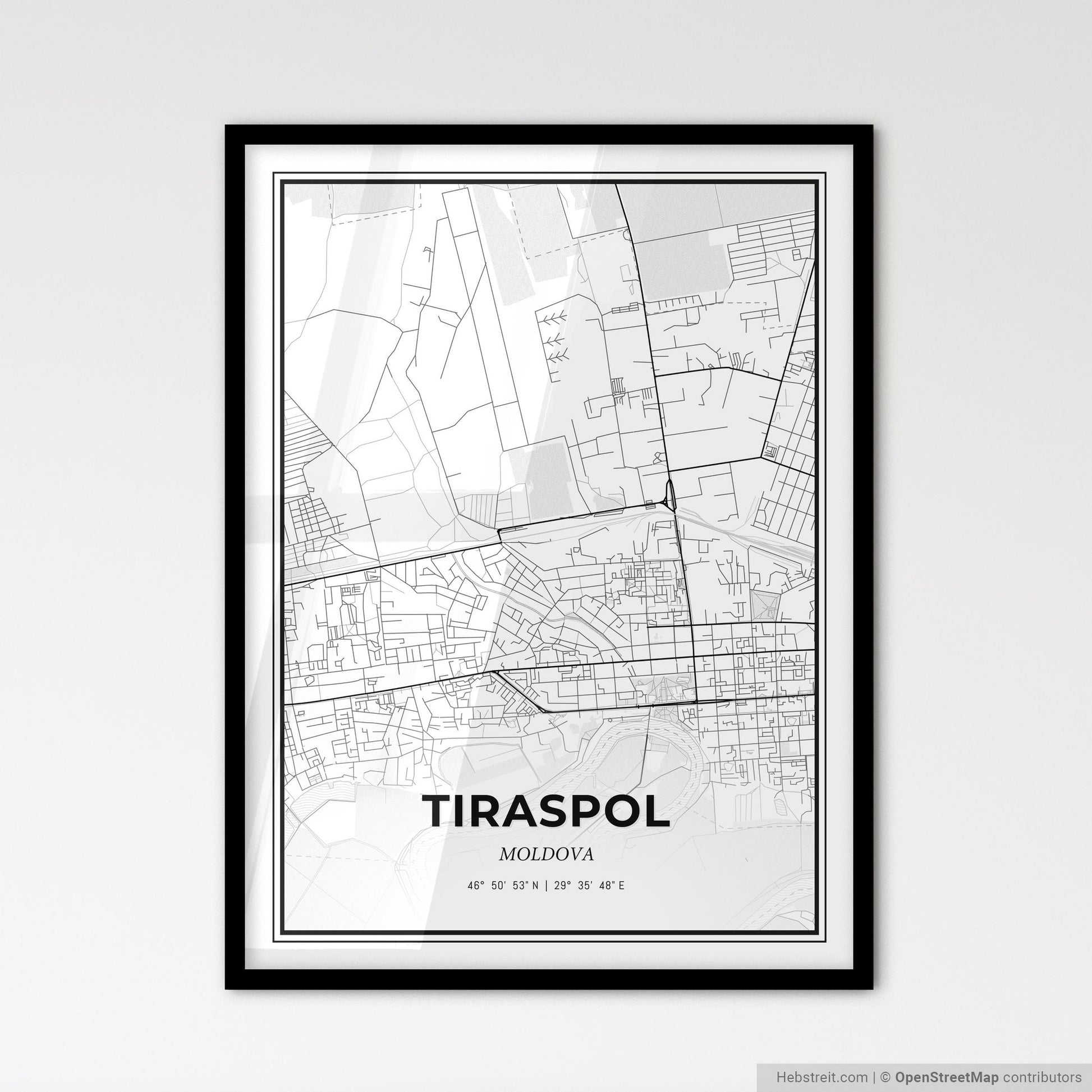 Tiraspol Moldova - Scandinavian Style City Map for Modern Home Decor