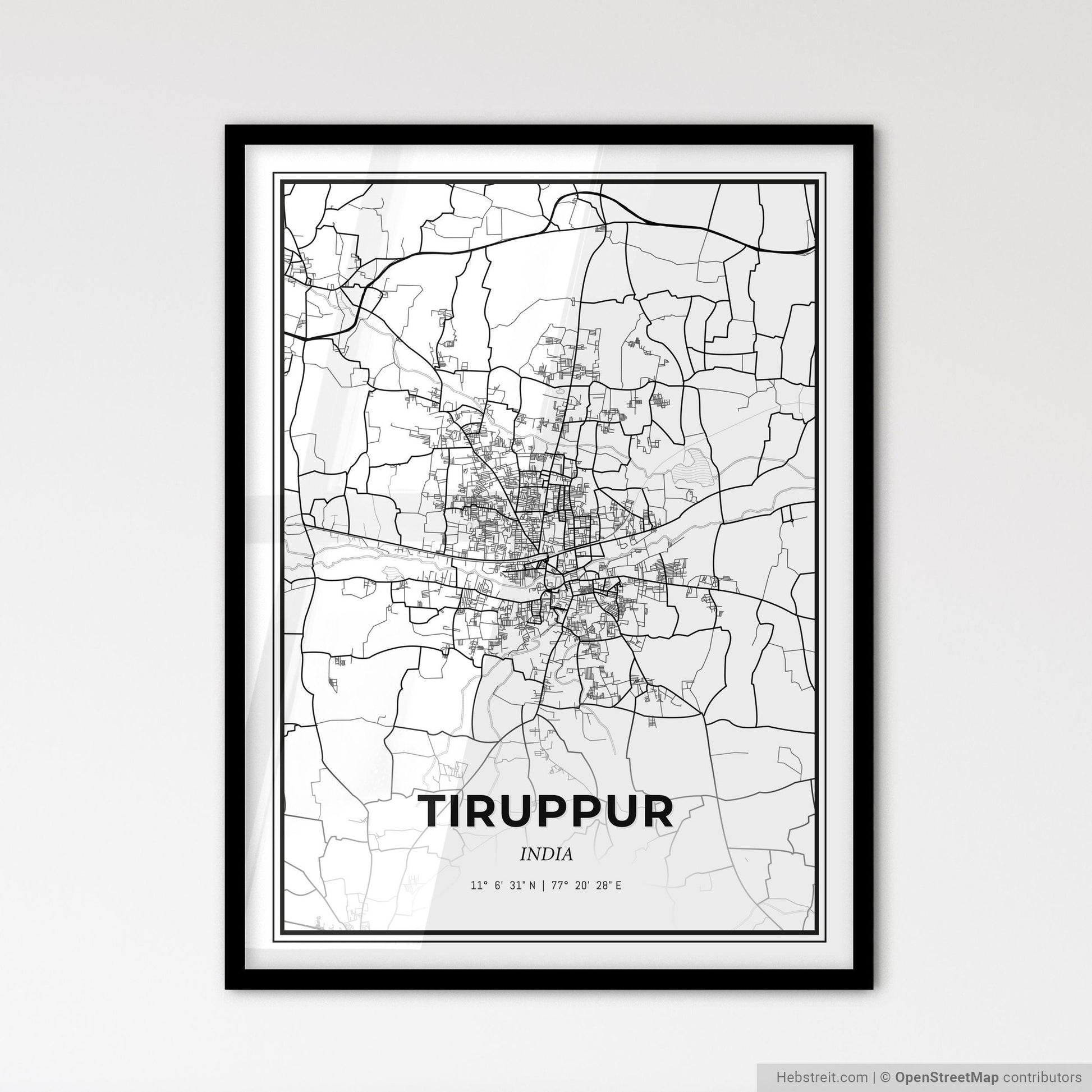 Tiruppur India - Scandinavian Style City Map for Modern Home Decor