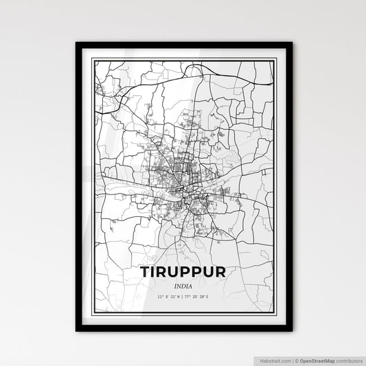 Tiruppur India - Scandinavian Style City Map for Modern Home Decor