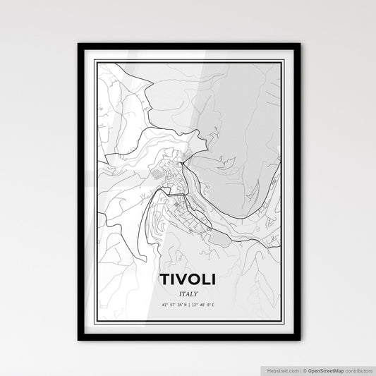 Tivoli Italy - Scandinavian Style City Map for Modern Home Decor
