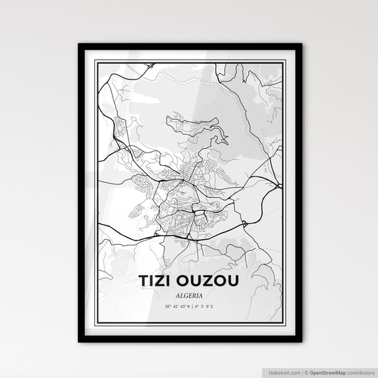 Tizi Ouzou Algeria - Scandinavian Style City Map for Modern Home Decor