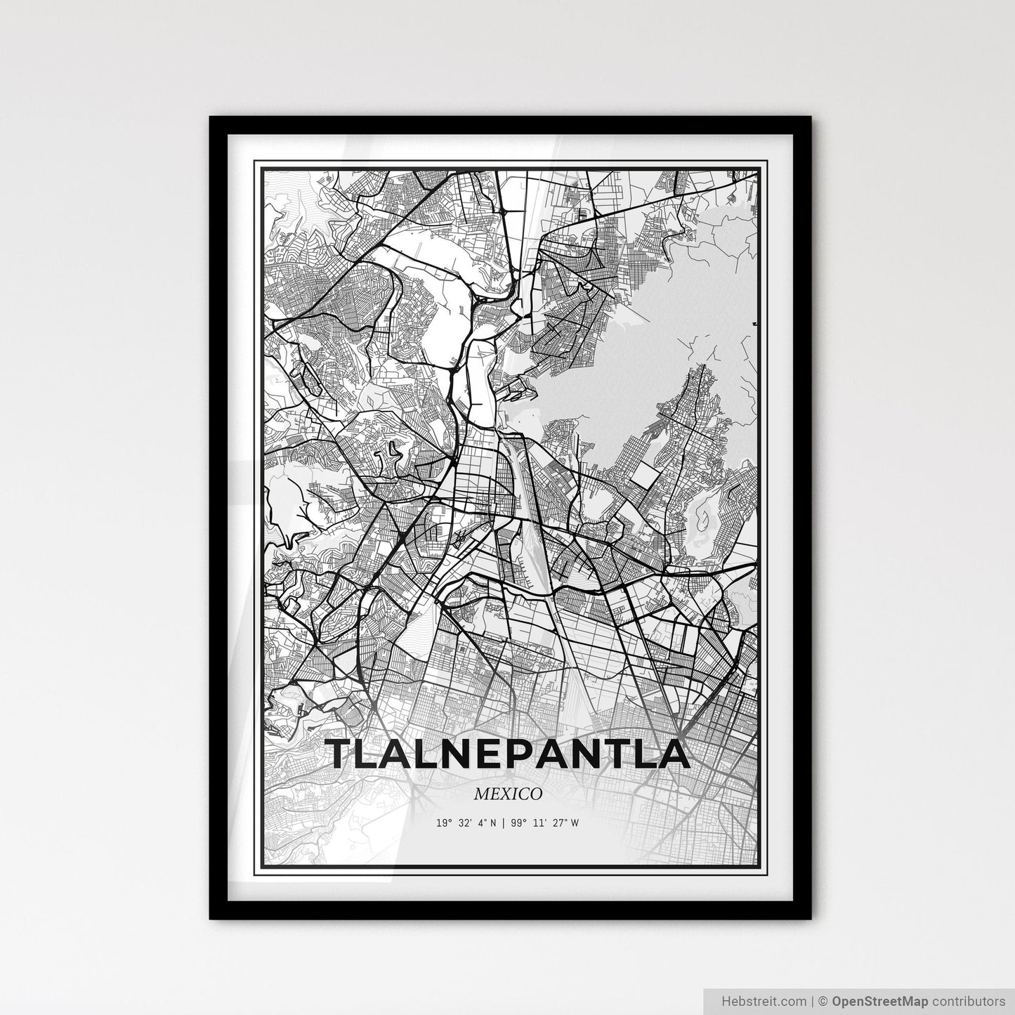Tlalnepantla Mexico - Scandinavian Style City Map for Modern Home Decor