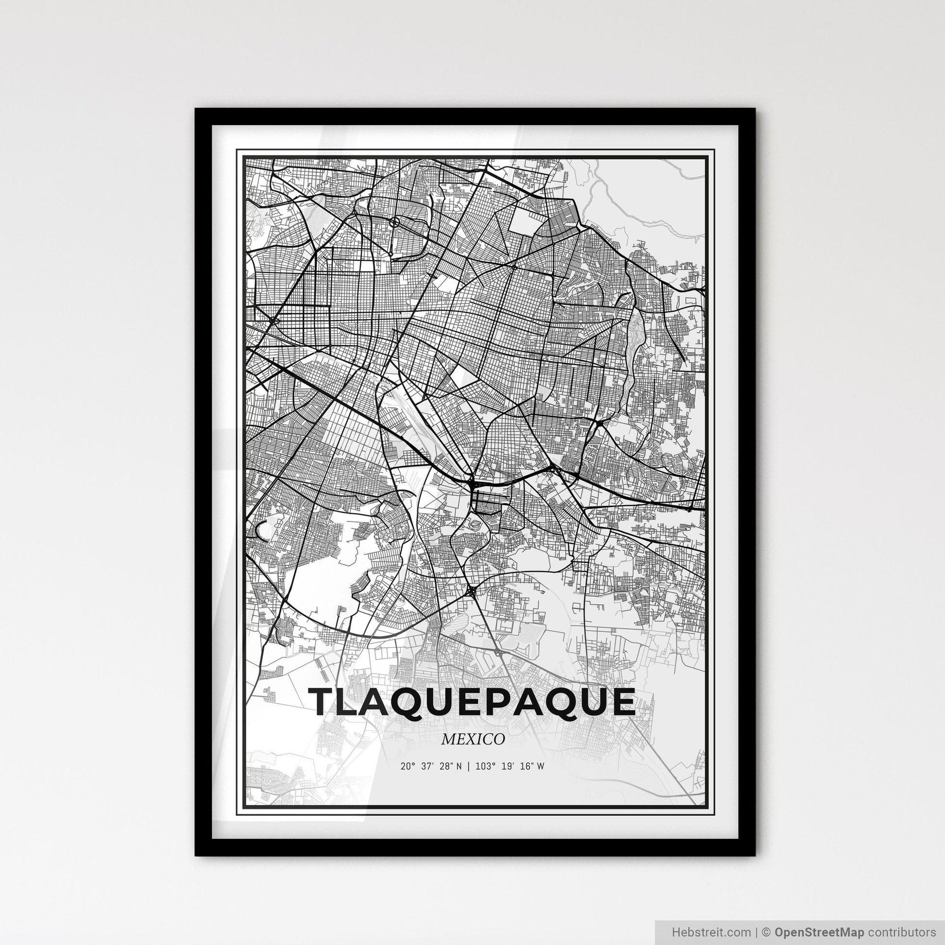 Tlaquepaque Mexico - Scandinavian Style City Map for Modern Home Decor