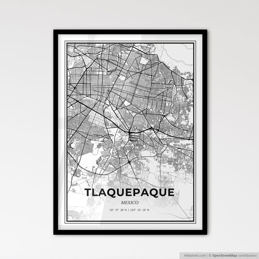 Tlaquepaque Mexico - Scandinavian Style City Map for Modern Home Decor