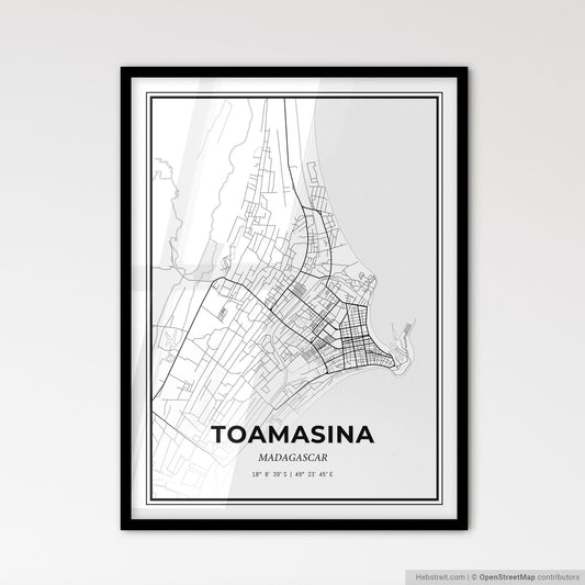 Toamasina Madagascar - Scandinavian Style City Map for Modern Home Decor