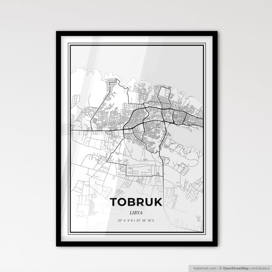 Tobruk Libya - Scandinavian Style City Map for Modern Home Decor