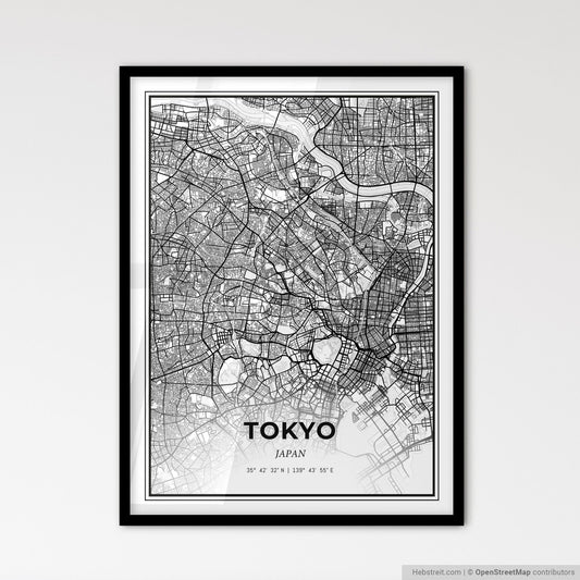 Tokyo Japan - Scandinavian Style City Map for Modern Home Decor