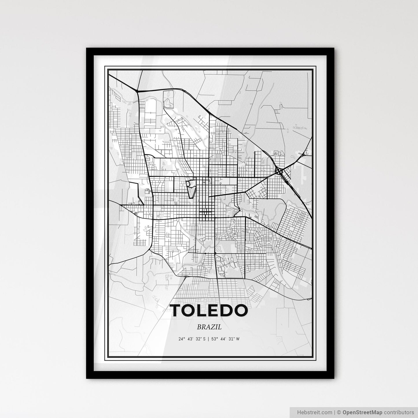 Toledo Brazil - Scandinavian Style City Map for Modern Home Decor
